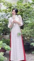 Áo Dài 4T 3 Nơ Ren AD2867 (áo lẻ)