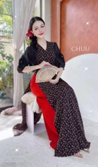Áo Dài Eo Sa Tay Hoa AD2856 (áo lẻ)