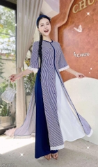 Áo Dài 3T Nơ Sọc Nhí AD2880 (áo lẻ)