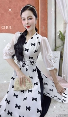 Áo Dài Eo Sa Tay Hoa AD2856 (áo lẻ)