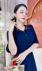 Áo Dài Bông Bụt Đỏ AD2869 (áo lẻ)