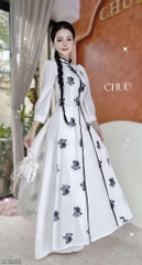 Áo Dài 4T Hoa Cẩm Đen AD2891 (áo lẻ)