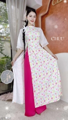Áo Dài Nơ Sen Cánh Vũ+PK AD2875 (áo lẻ)