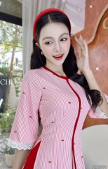 Áo Dài 3T Nơ Sọc Nhí AD2880 (áo lẻ)