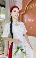 Áo Dài 4T Ren Trống Đồng+PK AD2889 (áo lẻ)