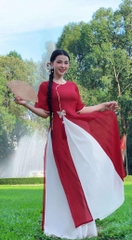 Áo Dài 4T Bướm Lung Linh+PK AD2893 (áo lẻ)