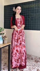Áo Dài Giả Khoác Tà Hoa AD2896 (áo lẻ)