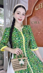 Áo Dài Cổ V Vintage AD2903 (áo lẻ)