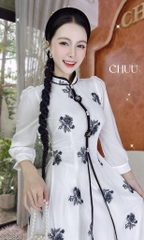 Áo Dài 4T Hoa Cẩm Đen AD2891 (áo lẻ)