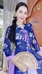 Áo Dài 4T Tơ Vàng Lá Ngọc+PK AD2843 (áo lẻ)
