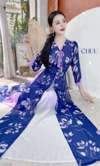 Áo Dài 4T Tơ Vàng Lá Ngọc+PK AD2843 (áo lẻ)