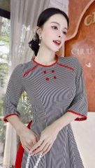 Áo Dài Sọc Ren Đỏ AD2878 (áo lẻ)