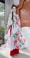 Áo Dài 4T Tay Bồng Nơ AD9151 (áo lẻ)