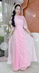 Áo Dài 4T 3 Nơ Ren AD2867 (áo lẻ)