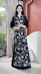 Áo Dài Eo Sa Tay Hoa AD2856 (áo lẻ)