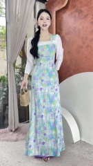 Áo Dài Trà Hoa Châu+PK AD2908 (áo lẻ)
