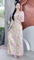 Áo Dài Trà Hoa Châu+PK AD2908 (áo lẻ)