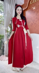 Áo Dài 3T Nơ Hoa Đán+PK AD2913 (áo lẻ)
