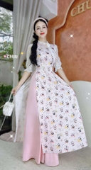 Áo Dài Hoa Hồng Tơ Rose AD1686 (áo lẻ)