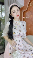 Áo Dài Hoa Hồng Tơ Rose AD1686 (áo lẻ)