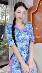 Áo Dài Cổ Vuông Mỹ Nữ+PK AD2859 (áo lẻ)