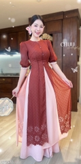 Áo Dài 4T Laze Hoa Cúc AD2970 (áo lẻ)