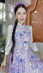 Áo Dài 4T Hoa Cẩm Đen AD2891 (áo lẻ)