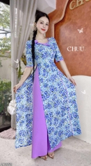 Áo Dài Cổ Vuông Mỹ Nữ+PK AD2859 (áo lẻ)