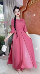Áo Dài 3T Cành Hoa Nở Tươi + PK AD2954 (áo lẻ)
