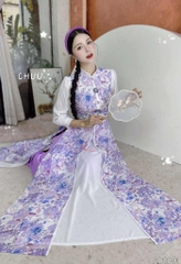 Áo Dài 4T Hoa Cẩm Đen AD2891 (áo lẻ)