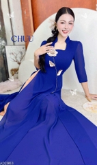 Áo Dài 4T Cánh Ngọc Lá Thêu AD2963 (áo lẻ)