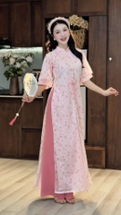 Áo Dài 4T Suông Hoa Và Mây AD2990 (áo lẻ)
