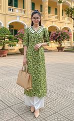 Áo Dài Cổ Sam Ren Sweet AD1408 (áo lẻ)