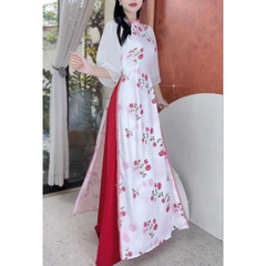 Áo Dài Viền Bi Ánh HÀo AD2775 (áo lẻ)