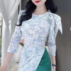 Áo Dài Nơ Thỏ Đắp AD8028 (áo lẻ)