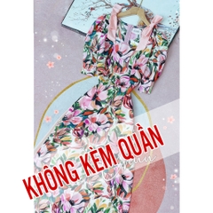 Áo Dài Hoa Vai Nơ Màu AD9034 (áo lẻ)