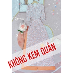 Áo Dài Cổ Sen Tay Nhún Xẻ AD9136 (áo lẻ)
