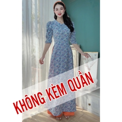 Áo Dài Cổ Sen Tay Nhún Xẻ AD9136 (áo lẻ)