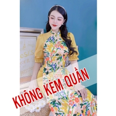 Áo Dài Gấm Tay Pha Ánh Nhung AD9163 (áo lẻ)