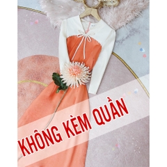 Áo Dài Hoa 4 Cánh AD9190 (áo lẻ)