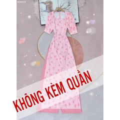 Áo Dài Hoa Cổ Vuông Màu Nước AD9223