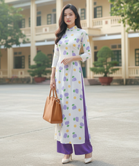 Áo Dài Truyền Thống Họa Tiết AD1013 (áo lẻ)