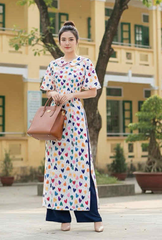Áo Dài Cổ Sen Tròn Xoe AD1344 (áo lẻ)