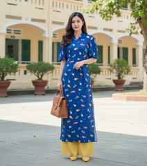 Áo Dài Cổ Leo Tay Bí AD1436 (áo lẻ)