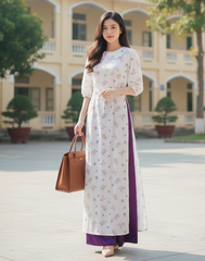 Áo Dài Cổ Bầu Lệch AD1514 (áo lẻ)