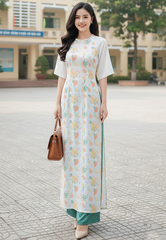 Áo Dài Thú Cổ Tít AD1564 (áo lẻ)