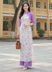 Áo Dài Gấm Phối Khoác AD1618 (áo lẻ)