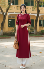 Áo Dài Hoa Sứ Đính Nổi AD2688 (áo lẻ)