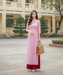 Áo Dài Cổ X Cườm AD8112 (áo lẻ)