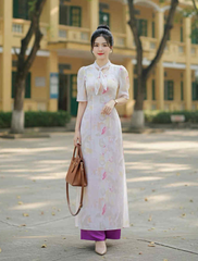 Áo Dài Cổ Thỏ AD9131(áo lẻ)